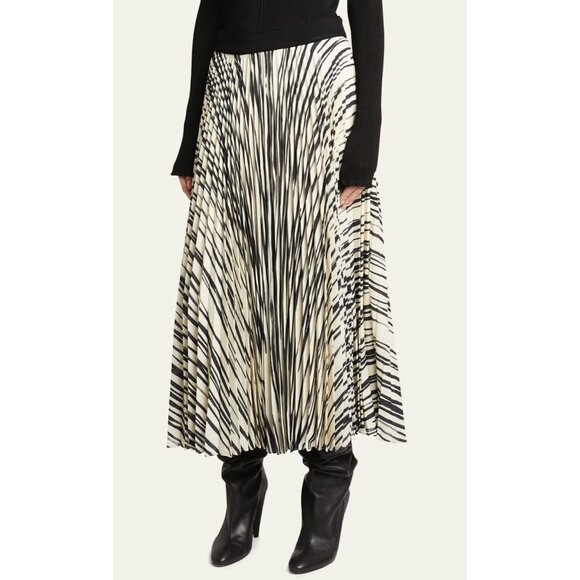 PROENZA SCHOULER Korine striped pleated crepe midi skirt printed size 4 - Picture 1 of 4